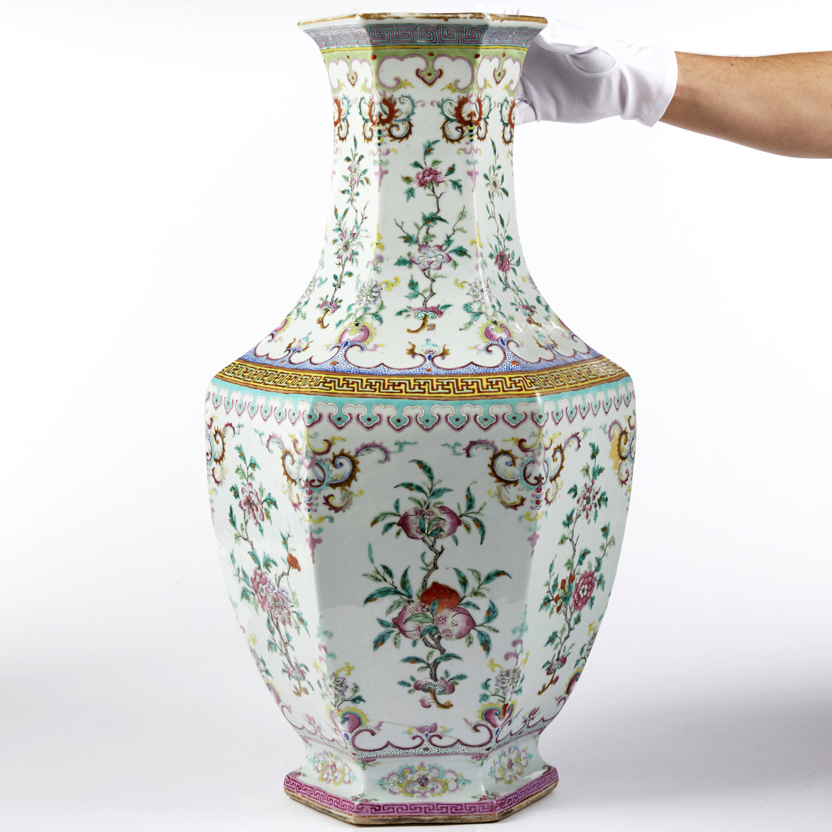 Chinese Qing Famille Rose Porcelain Hexagonal Vase