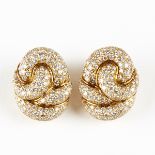 18K Yellow Gold And Diamond Clip Back Earrings