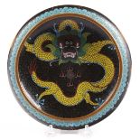 Japanese Cloisonne Metal Dragon Bowl