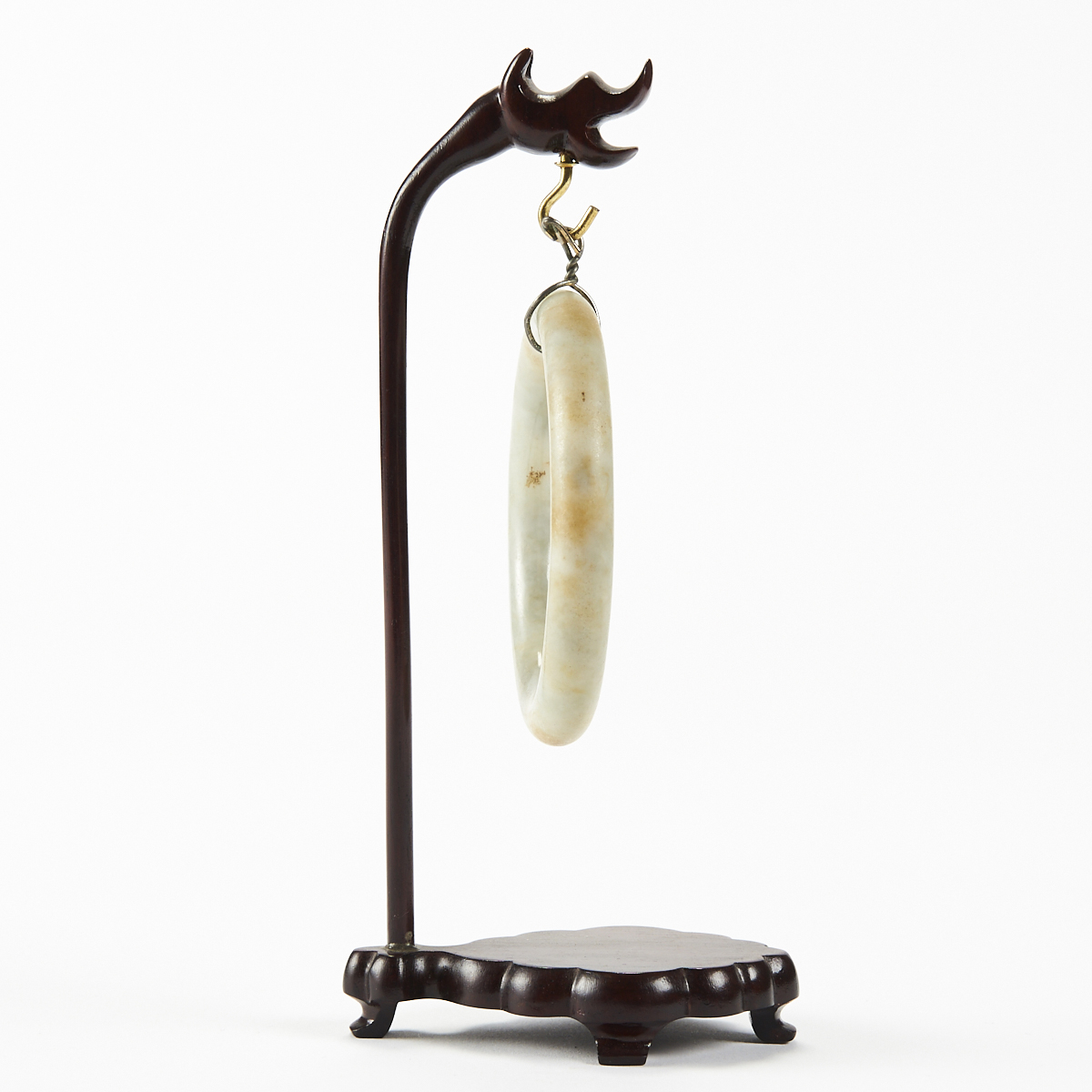 Chinese Carved Jade Bangle Bracelet - Stand - Image 6 of 8