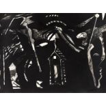 Lou Ferreri "Untitled (Family Goes on a Picnic)" Charcoal