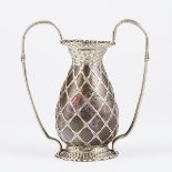 Japanese Early 20th c. Art Pottery Silver Wire Wrapped Vase