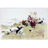 Zhao Huimin Chinese Cultural Revolution Famille Rose Porcelain Plaque
