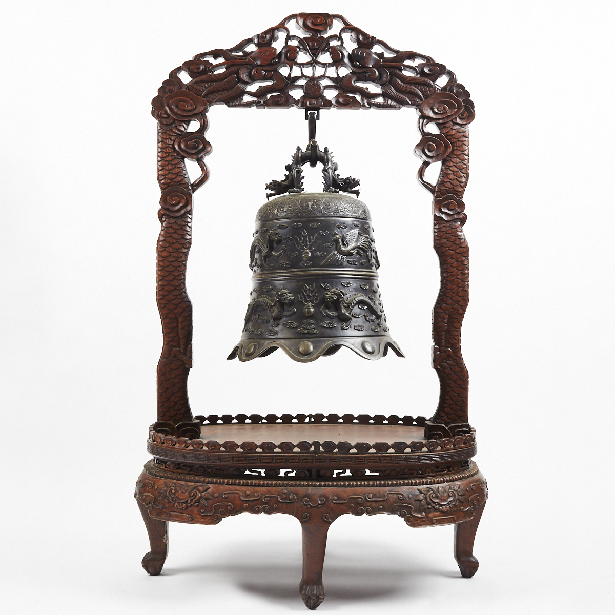 Large Chinese Bronze Bell with Stand - Marked - Image 2 of 16