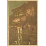 Hiroshi Yoshida "Night in Kyoto" Japanese Woodblock Print