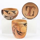 Grp: 3 SW Native American Hopi Pottery Vase Bowl & Tray