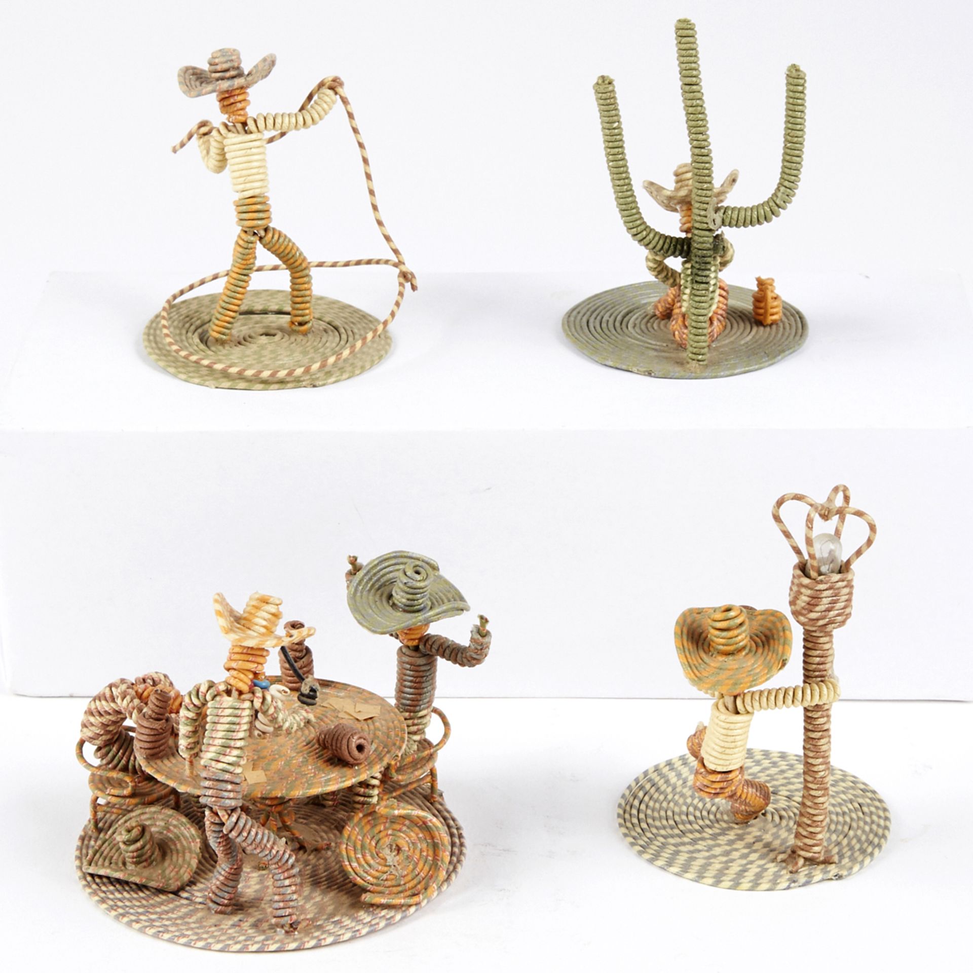 Americana Folk Art Telephone Wire Old West Cowboy Sculptures - Image 3 of 5