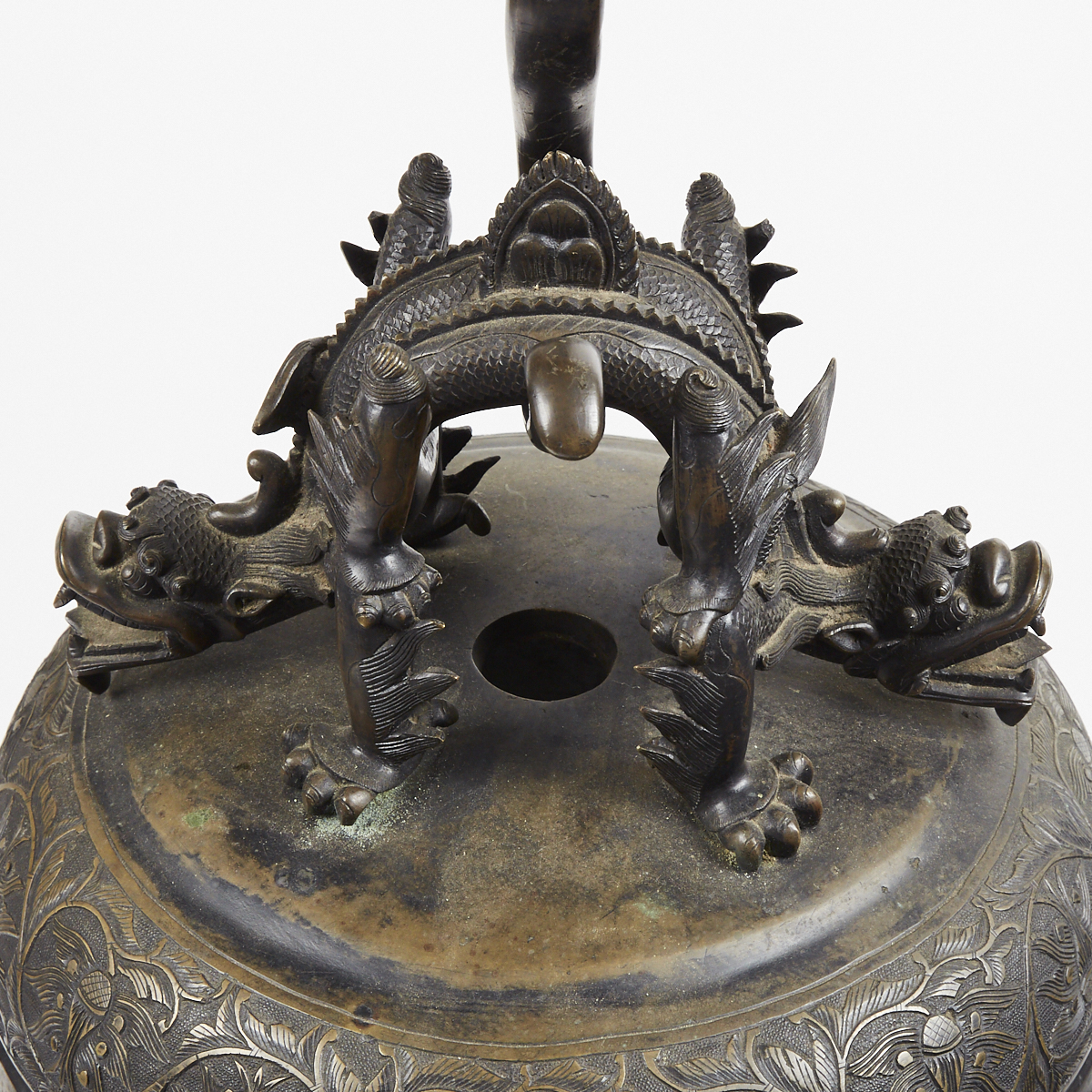 Large Chinese Bronze Bell with Stand - Marked - Image 9 of 16