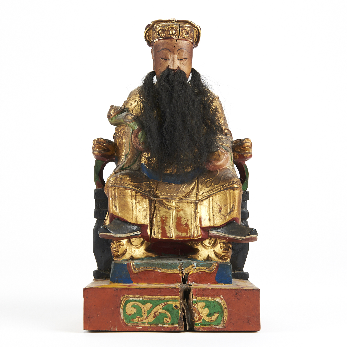 Chinese Carved Polychrome Deity Tu Di Gong