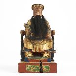 Chinese Carved Polychrome Deity Tu Di Gong
