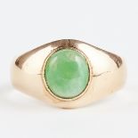 14K Rose Gold And Jade Gents Ring - Size 10.5