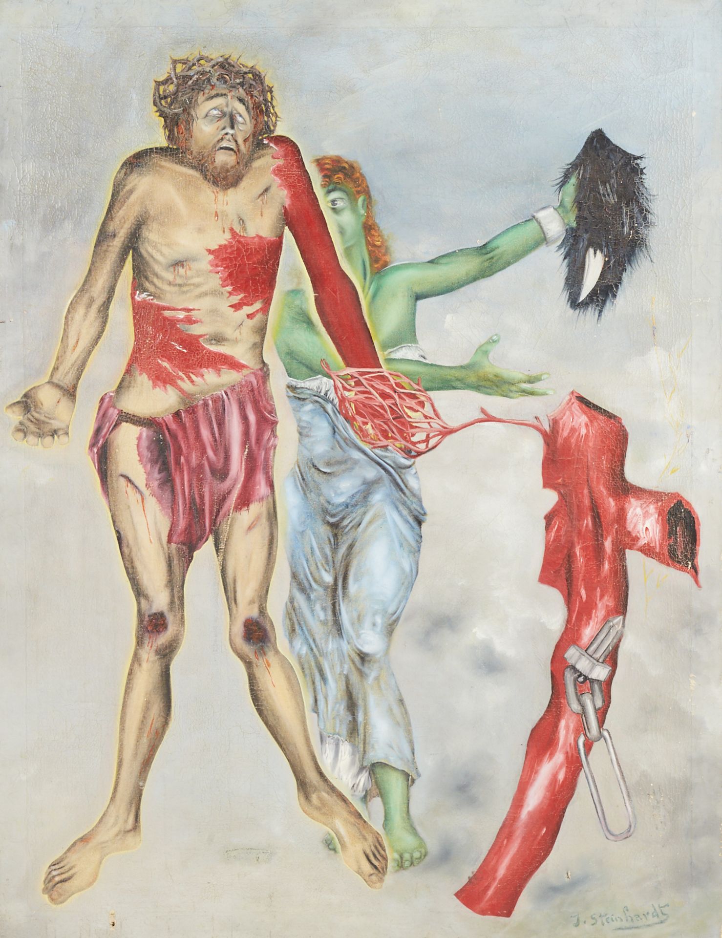 Jacob Steinhardt Crucifixion Scene Oil on Canvas