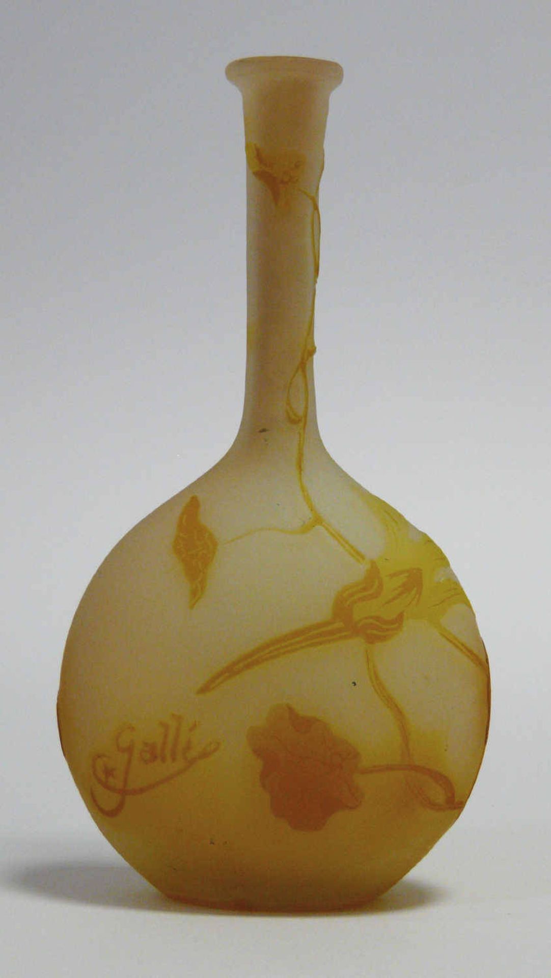 Solifleur - Vase Émile GalléGlasvase Émile Gallé, Nancy, 1904/06. Geflachtes Corpus mit langem, sehr - Bild 2 aus 2