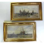 John S. Spencer, Paar Gemäldependants mit Segelschiffen am Strand (um 1835)John S. Spencer: