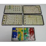 Chinesisches Mah - Jongg - SpielKarton - Kästchen, wohl 19. Jahrhundert, mit Spielsteinen für das