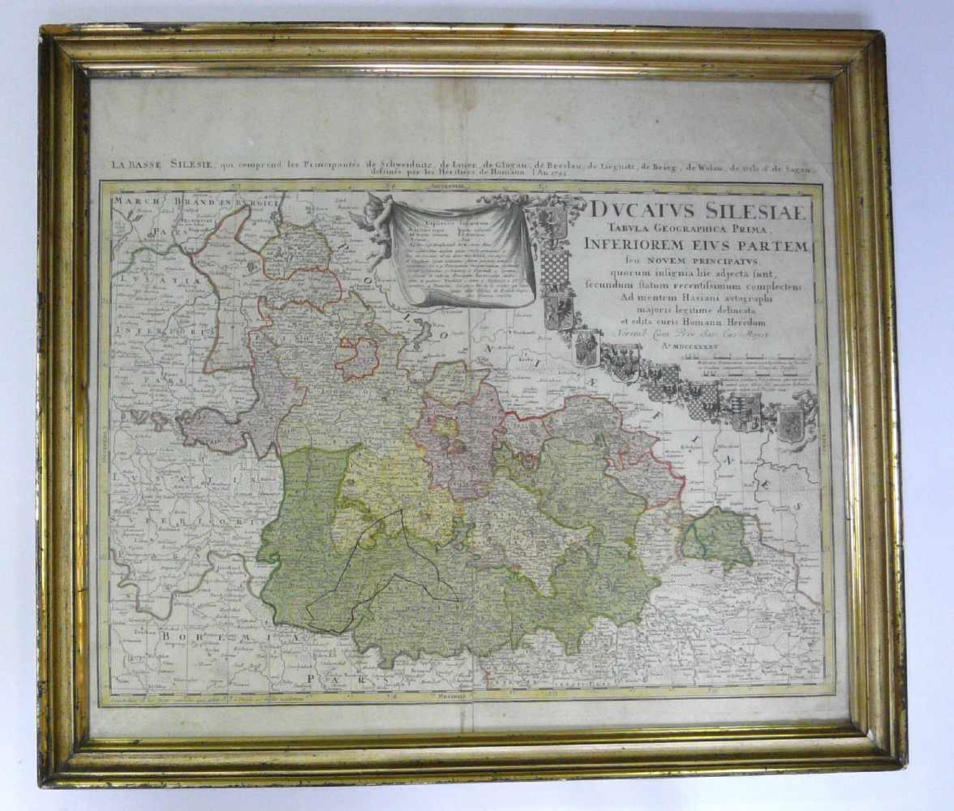 Homann Erben, Kupferstichkarte (Nieder-) Schlesien (Nürnberg 1745)Titel: Ducatus Silesiae Tabula