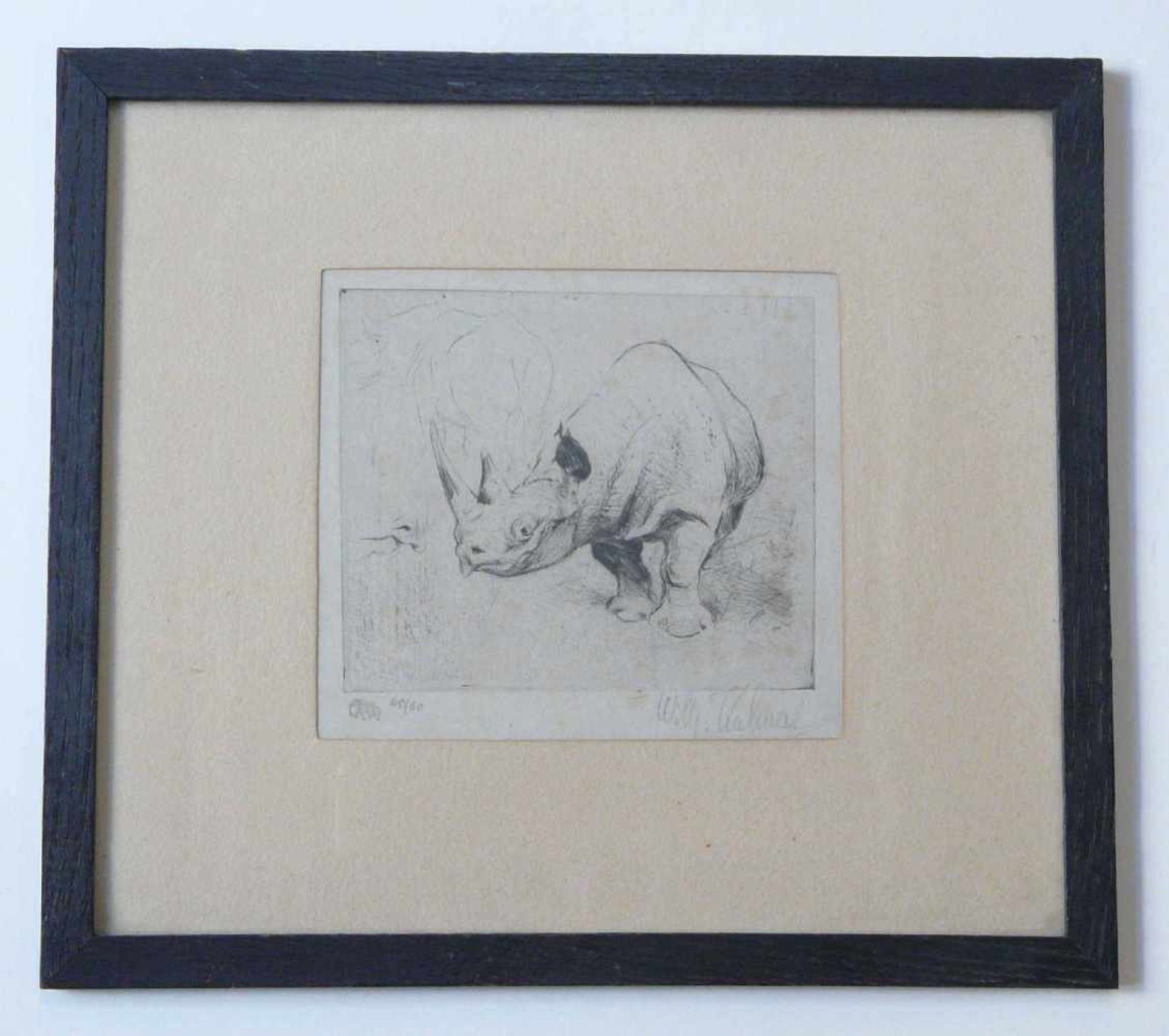 Wilhelm Kuhnert, Nashorn in der SteppeWilhelm Kuhnert: Oppeln 1865 - 1926 Flims. Deutscher Tier- und - Bild 2 aus 2