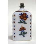 Kleine Glasflasche 18. Jh.Branntwein-Flasche 18./19. Jahrhundert. Weißes Milchglas, hochrechteckiges
