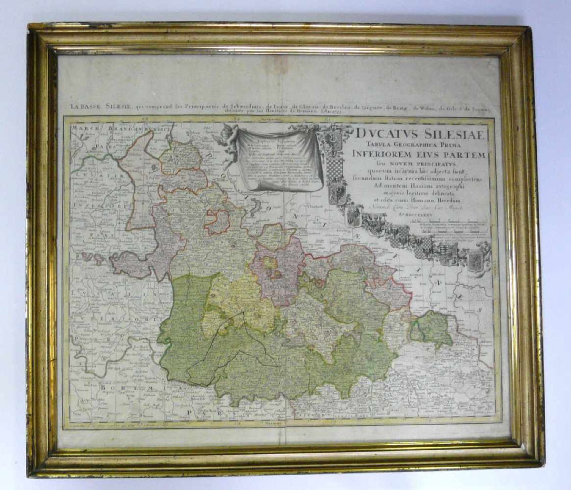 Homann Erben, Kupferstichkarte (Nieder-) Schlesien (Nürnberg 1745)Titel: Ducatus Silesiae Tabula - Image 2 of 2