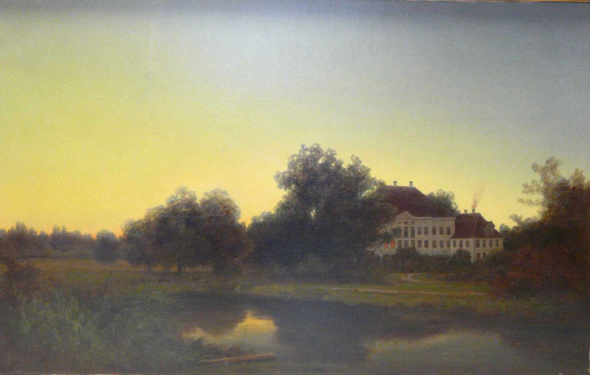 Anton Zwengauer, Schloss Haimhausen in der AbenddämmerungAnton Zwengauer: München 1810 - 1884.