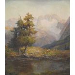 Otto Pippel, Blick auf den Dachstein (von der Zwieselalm)Otto Pippel: Lodz 1878 - 1960 München.