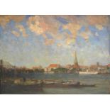 Gustav Fenkohl, Stadt am Fluß (Rhein ?) Gustav Fenkohl: Barschken 1872- 1950 Berlin. Maler von