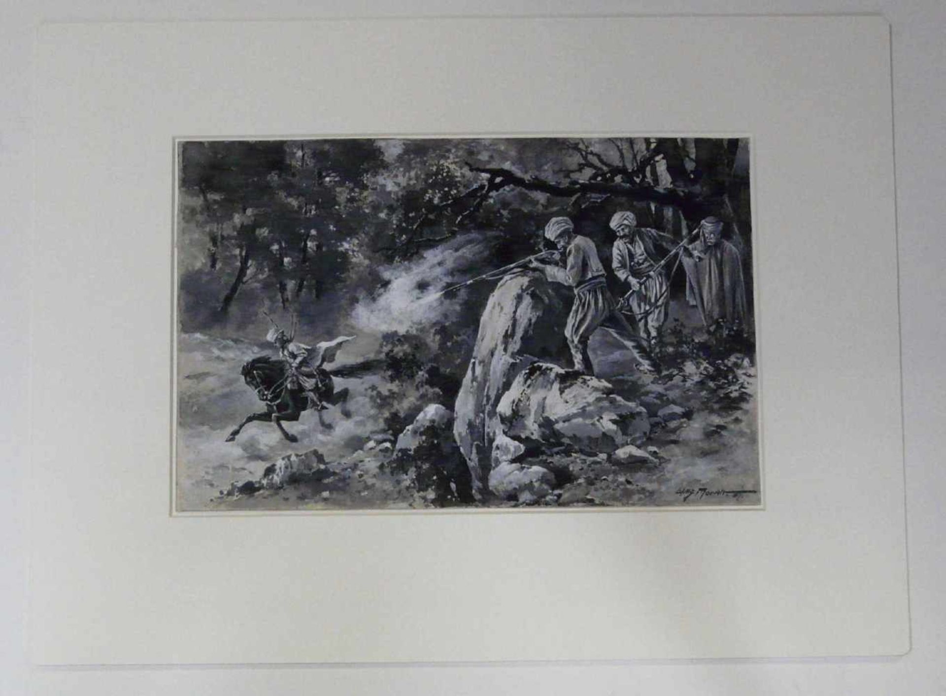 Willy Moralt, Original - Illustration zu Karl May, Durch das Land der Skipetaren (Oh Allah, er - Bild 2 aus 2