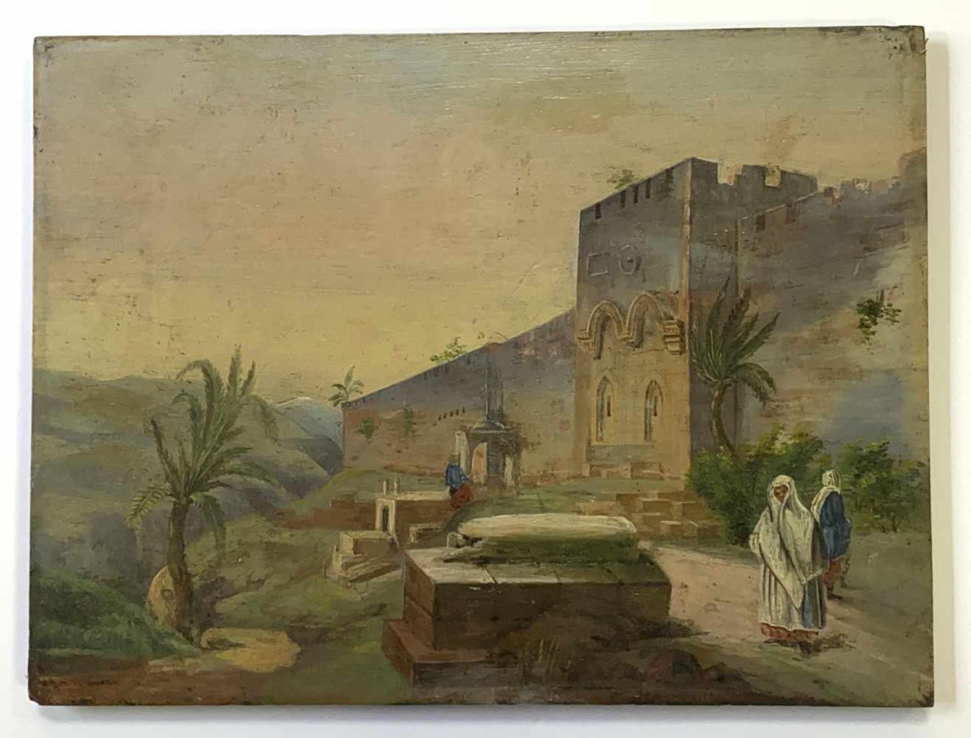 Unbekannter Künstler, Paar Gemäldependants mit Ansichten von Jerusalem - Image 3 of 4
