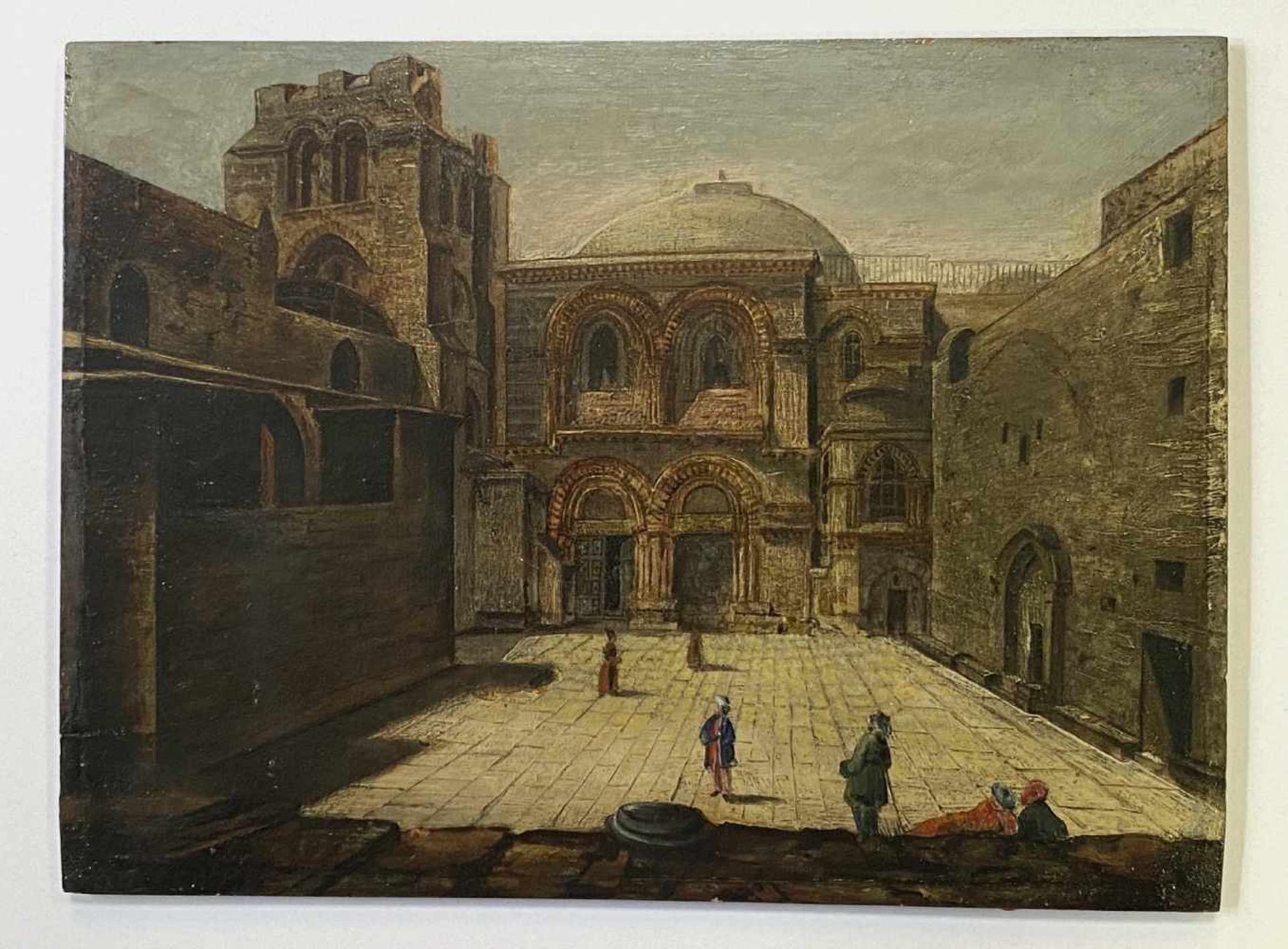 Unbekannter Künstler, Paar Gemäldependants mit Ansichten von Jerusalem - Image 2 of 4