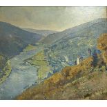 Eugen Bracht, Neckar - Landschaft mit Schloss Hirschhorn (1920)