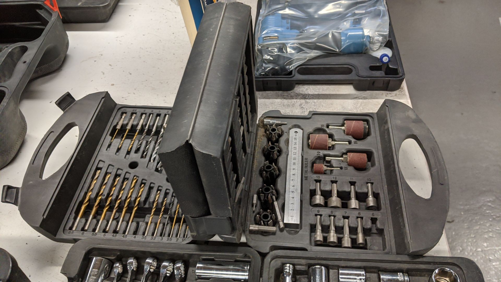 Quantity of assorted drill bits and socket wrench kits in 3 cases Please note, lots 1 - 200 are - Image 5 of 12