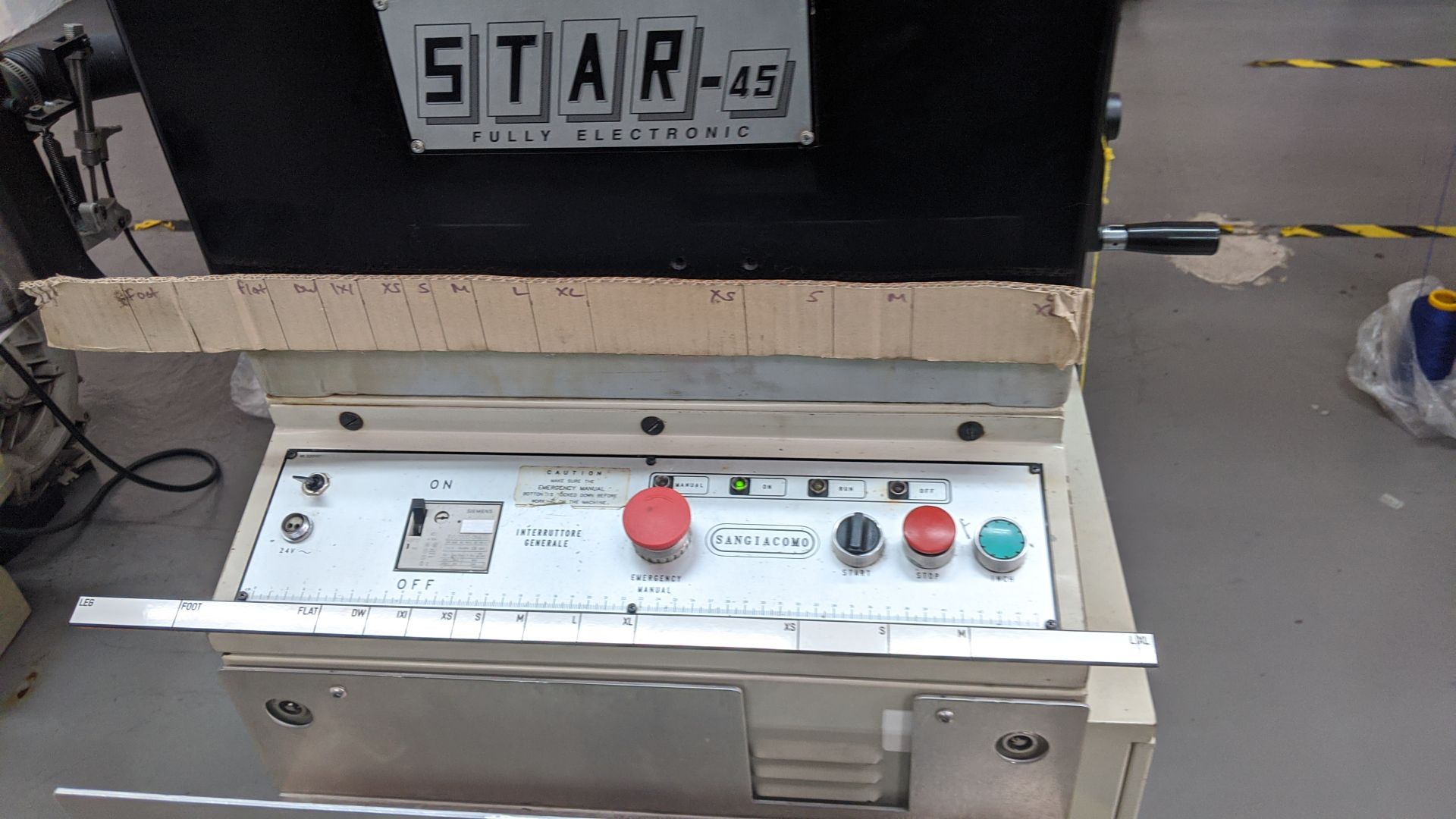 Sangiacomo Star 45 hosiery/sock knitting machine including yarn holding frame affixed to rear of - Image 5 of 23