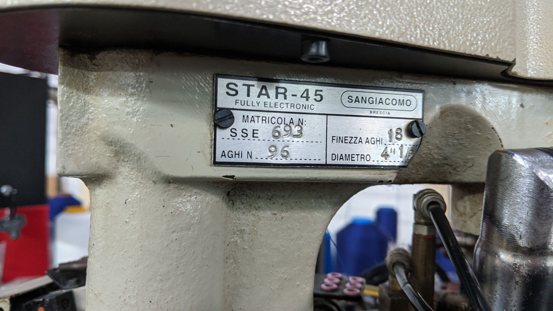 Sangiacomo Star 45 hosiery/sock knitting machine including yarn holding frame affixed to rear of - Image 12 of 25