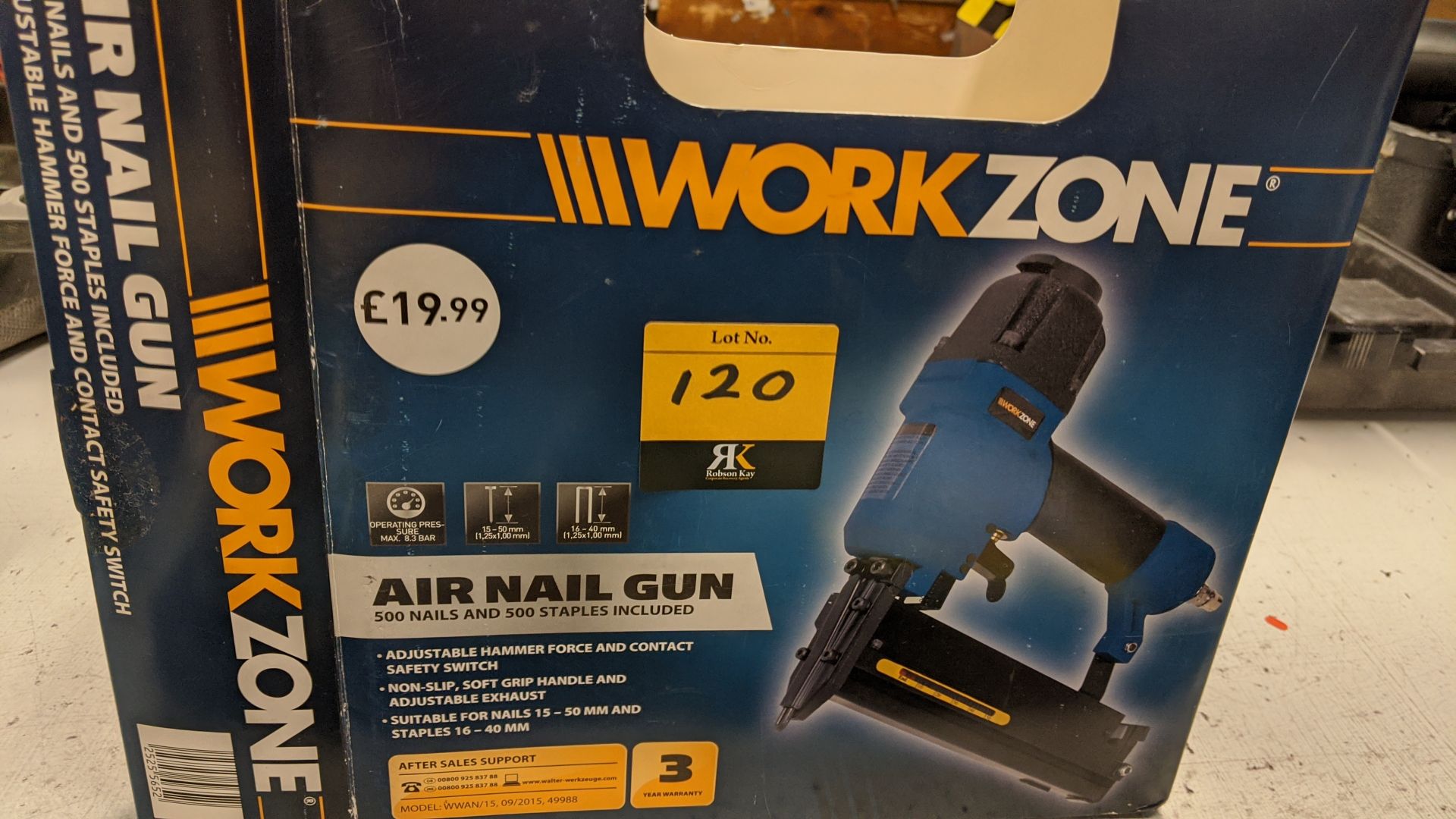 WorkZone air nail gun Please note, lots 1 - 200 are located at Samson Hosiery's former trading - Image 5 of 6