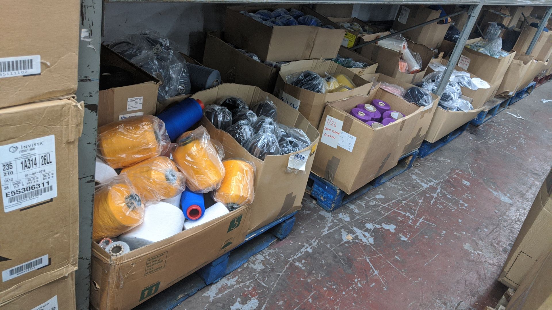 The contents of 4 pallets of assorted yarn Please note lots 501 onwards are located at Robson Kay'