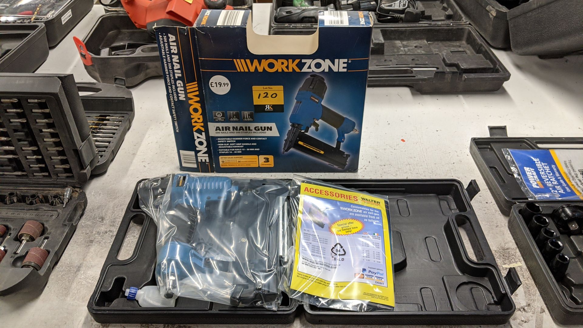 WorkZone air nail gun Please note, lots 1 - 200 are located at Samson Hosiery's former trading