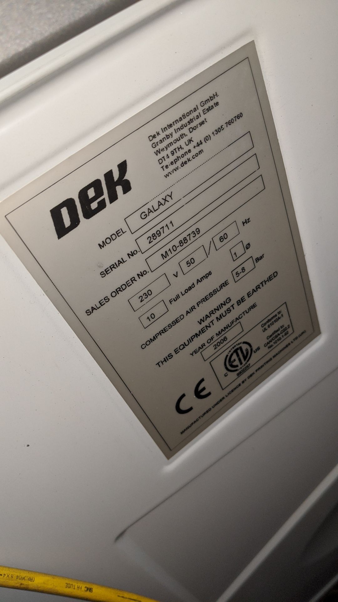 2006 DEK Galaxy printer for use with Printed Circuit Board Manufacturing - Image 11 of 23