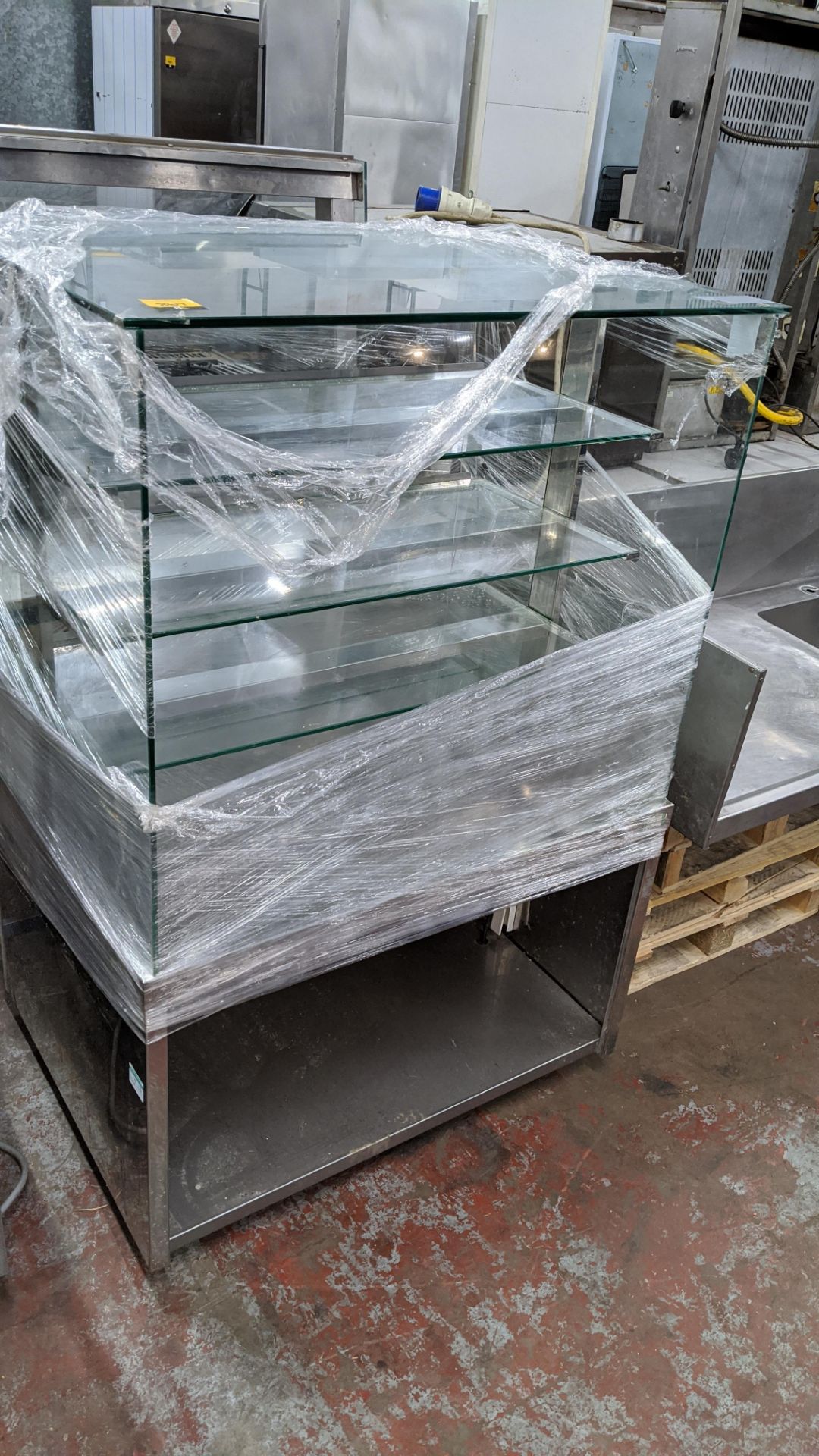 Stainless steel & glass display/serving unit, max external dimensions approximately 900mm x 670mm - Image 3 of 5