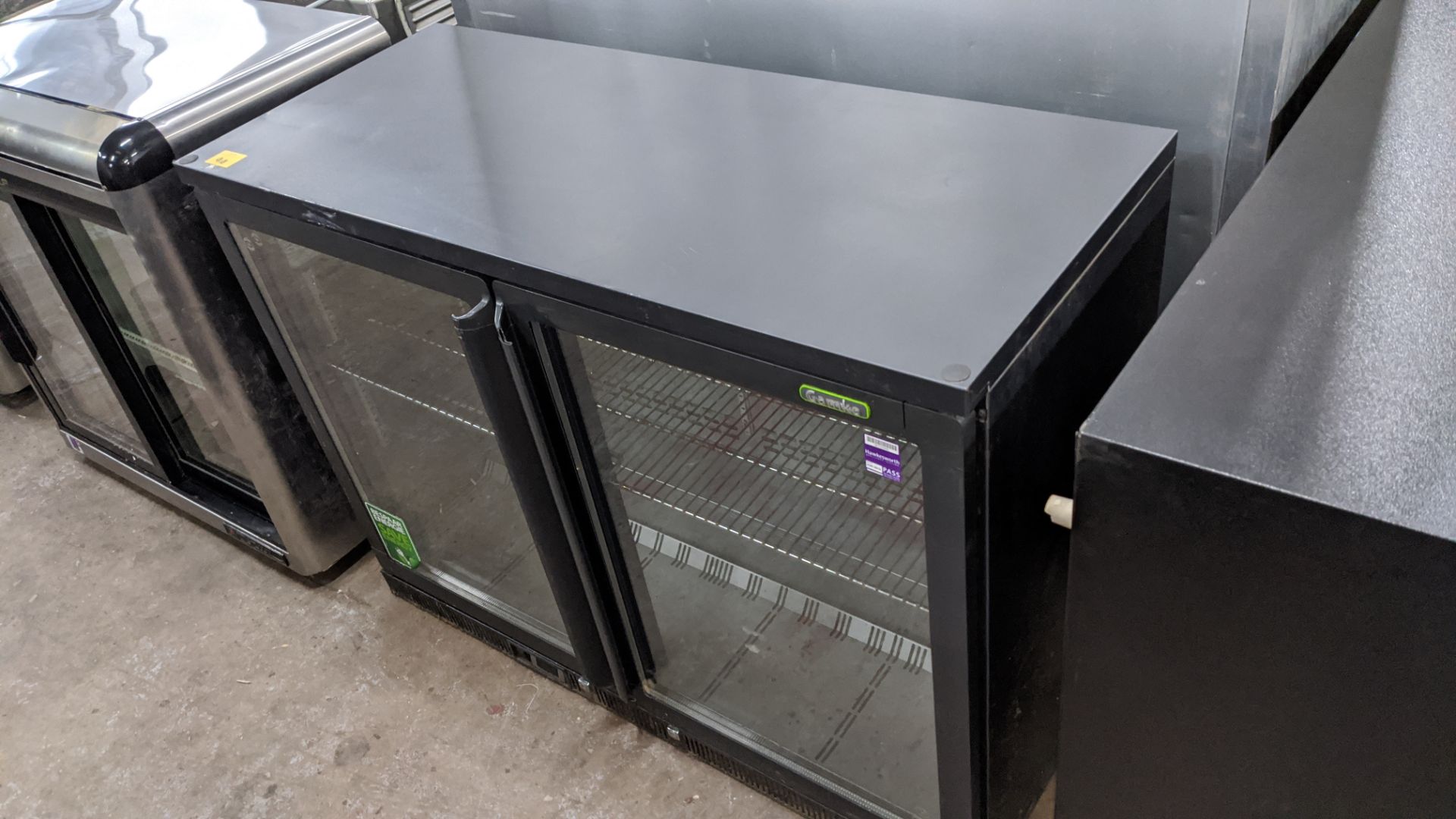 Gamko black twin clear door wide back bar/bottle fridge (1200mm wide). IMPORTANT: Please remember