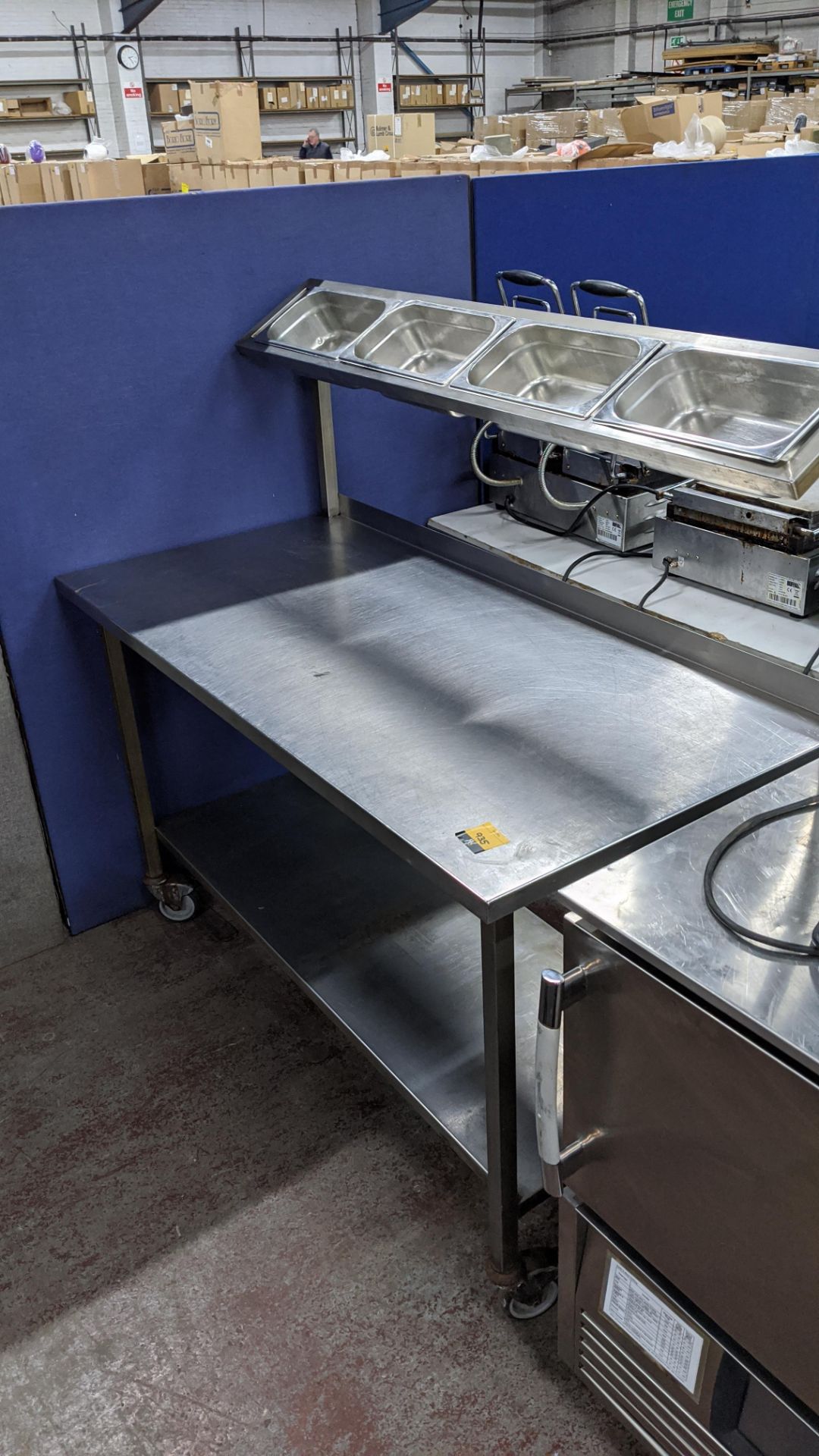 Stainless steel mobile multi tier table with saladette dispensing - 1400mm x 650mm. IMPORTANT: - Image 2 of 4