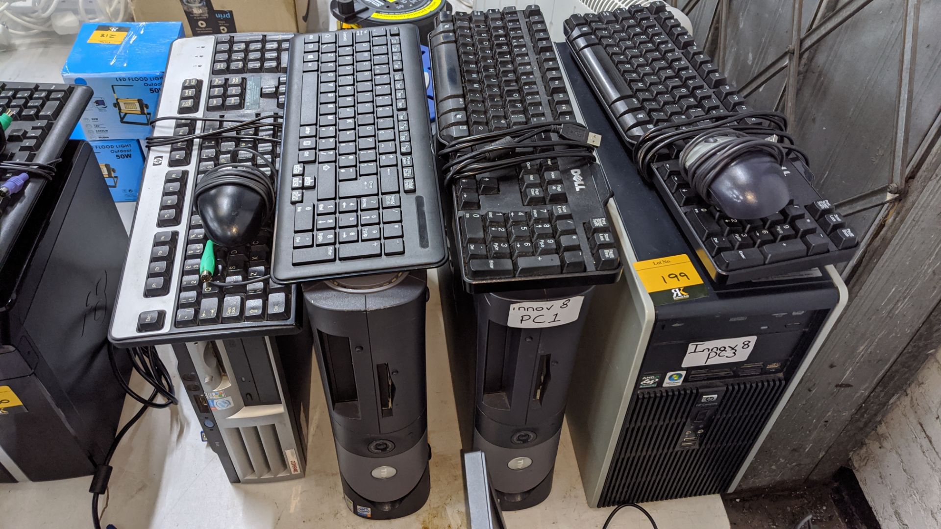 4 off assorted desktop computers plus 4 off keyboards & 2 off mice. This is one of a number of