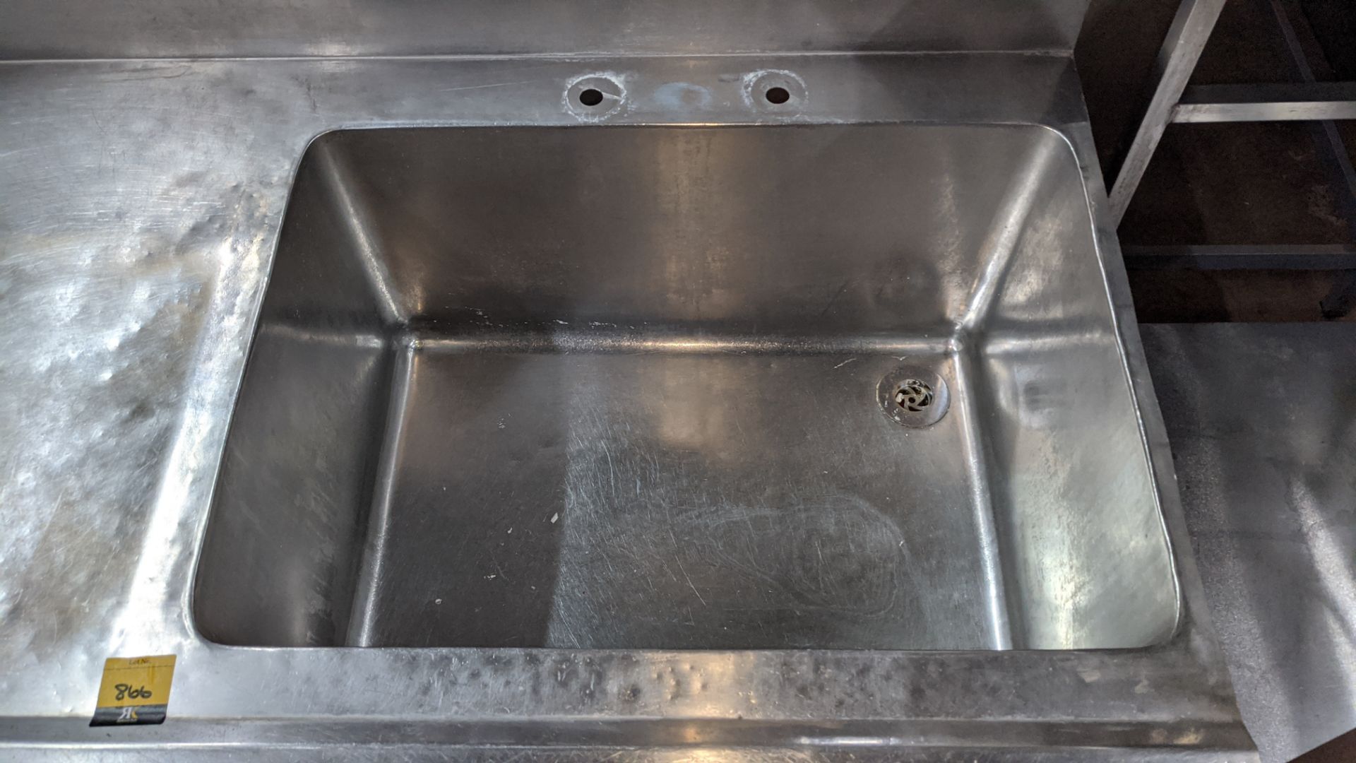 Stainless steel basin with large drainer section & splashbacks, for mounting into a work surface - Image 3 of 4