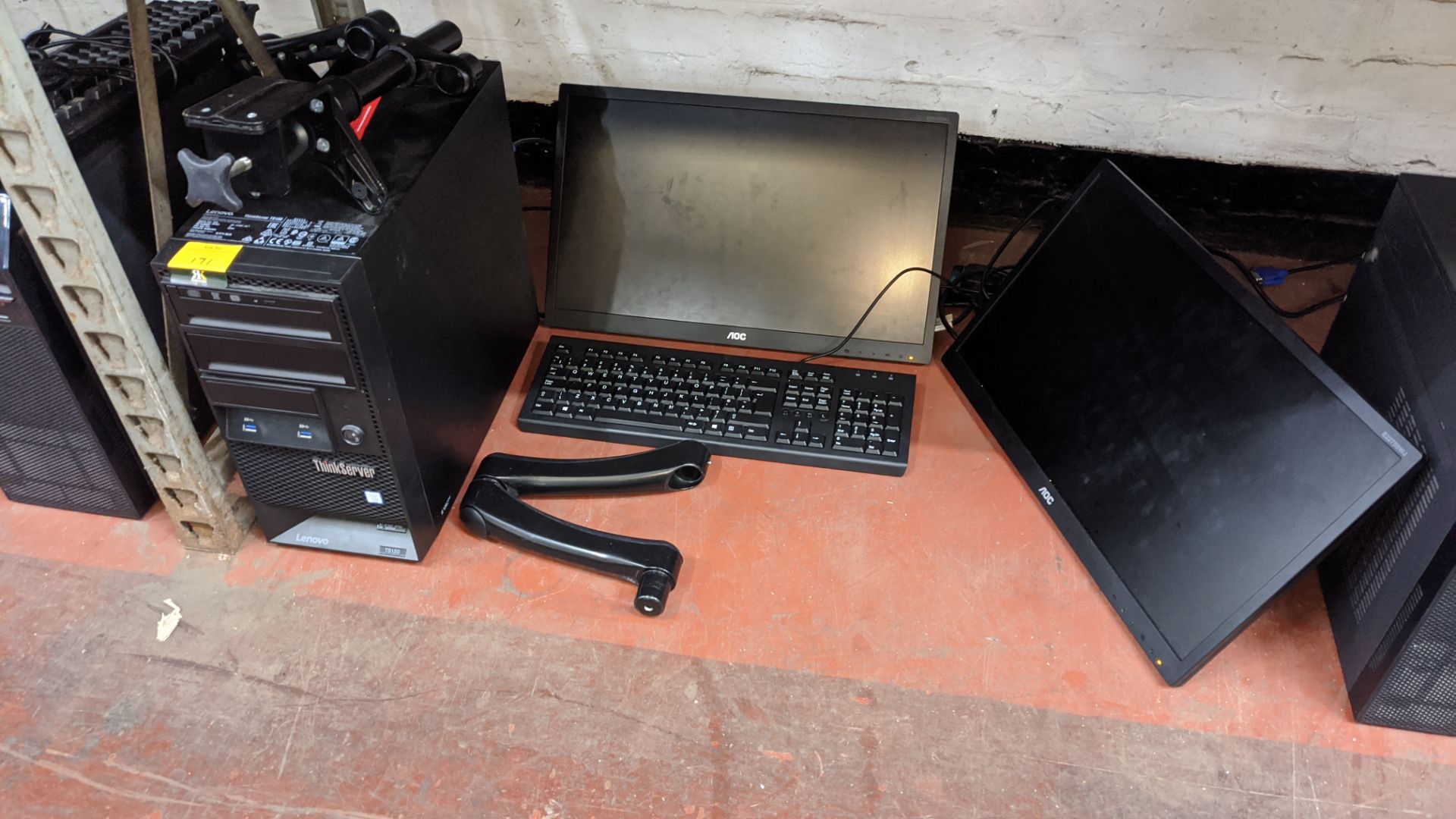 Lenovo Think Server TS150 including keyboard, 2 off monitors & monitor stand . This is one a