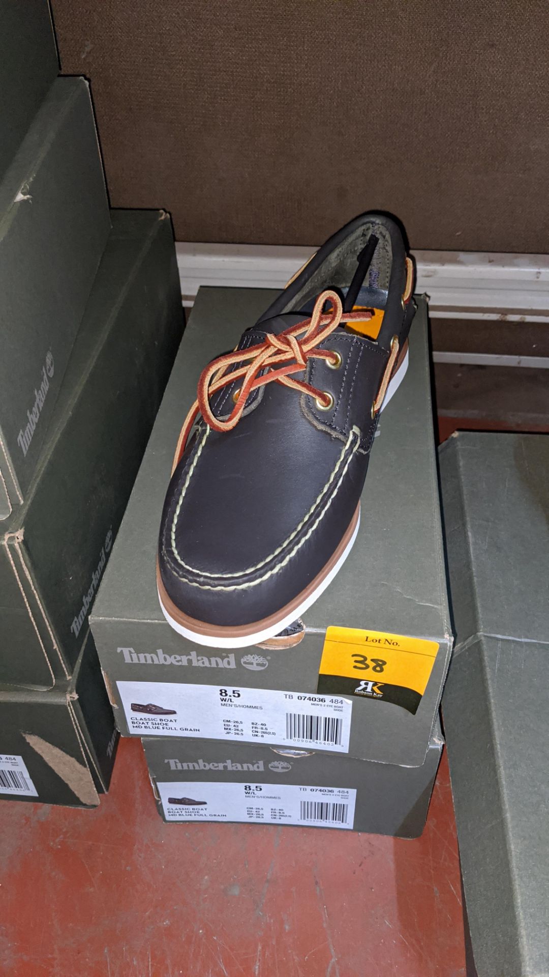 2 pairs of Timberland Classic boat shoes in MD Blue full grain leather both in sizes US 8.5 - all