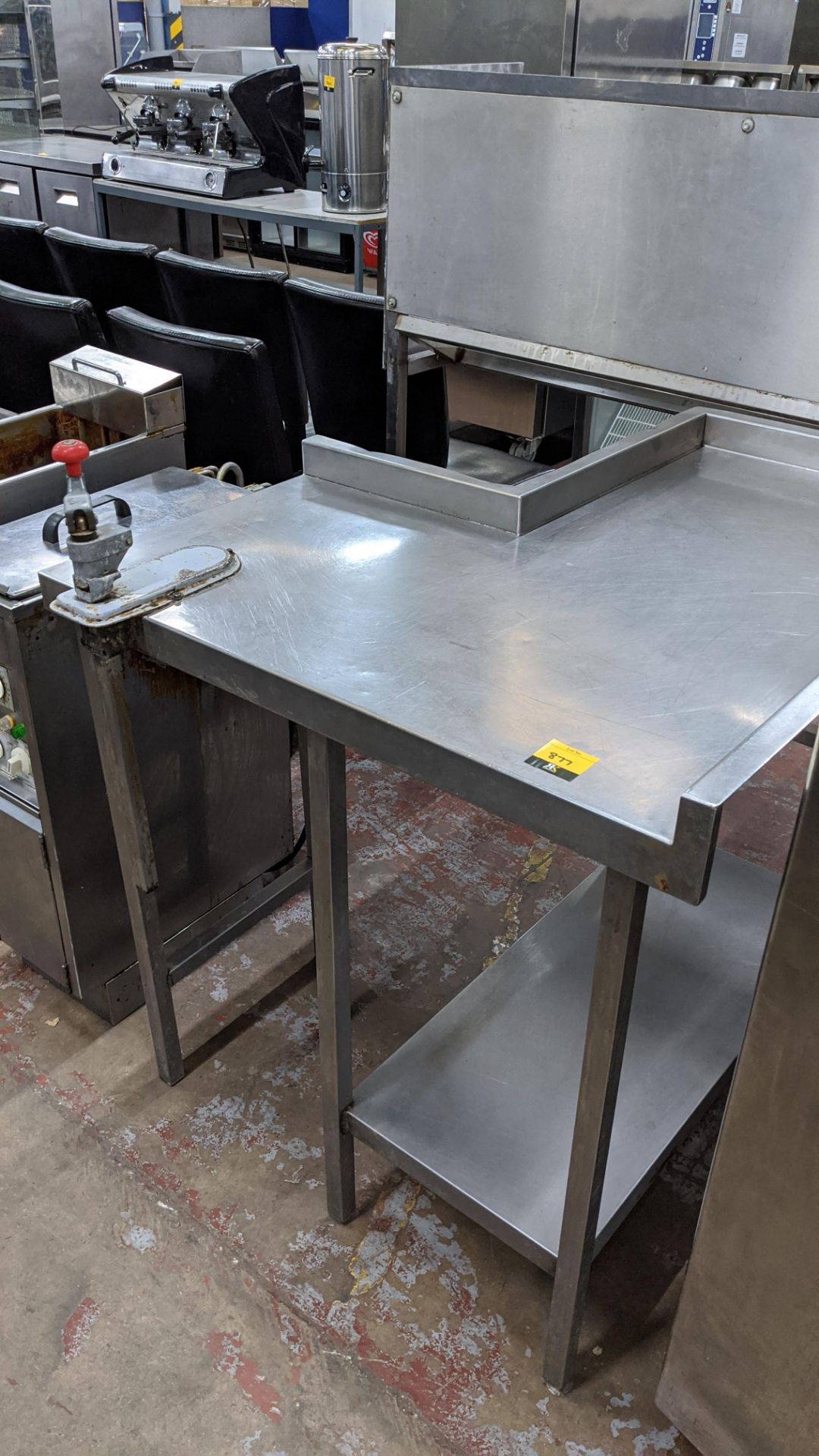 Stainless steel corner table with bench mounted commercial can opener ...