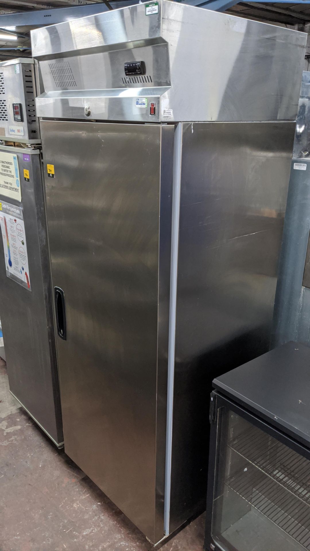 Inomak tall stainless steel mobile commercial freezer - model CB170. NB this unit is lockable,