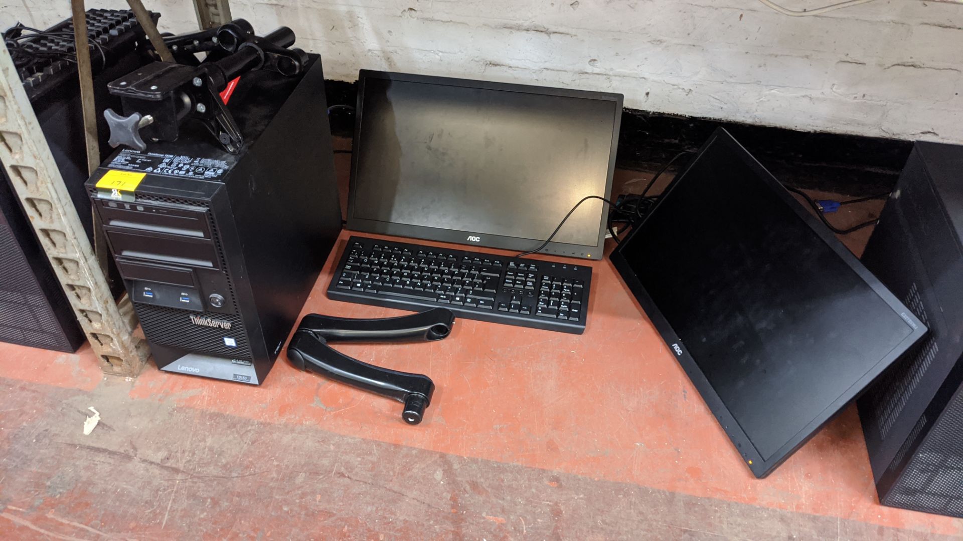 Lenovo Think Server TS150 including keyboard, 2 off monitors & monitor stand . This is one a - Image 2 of 6