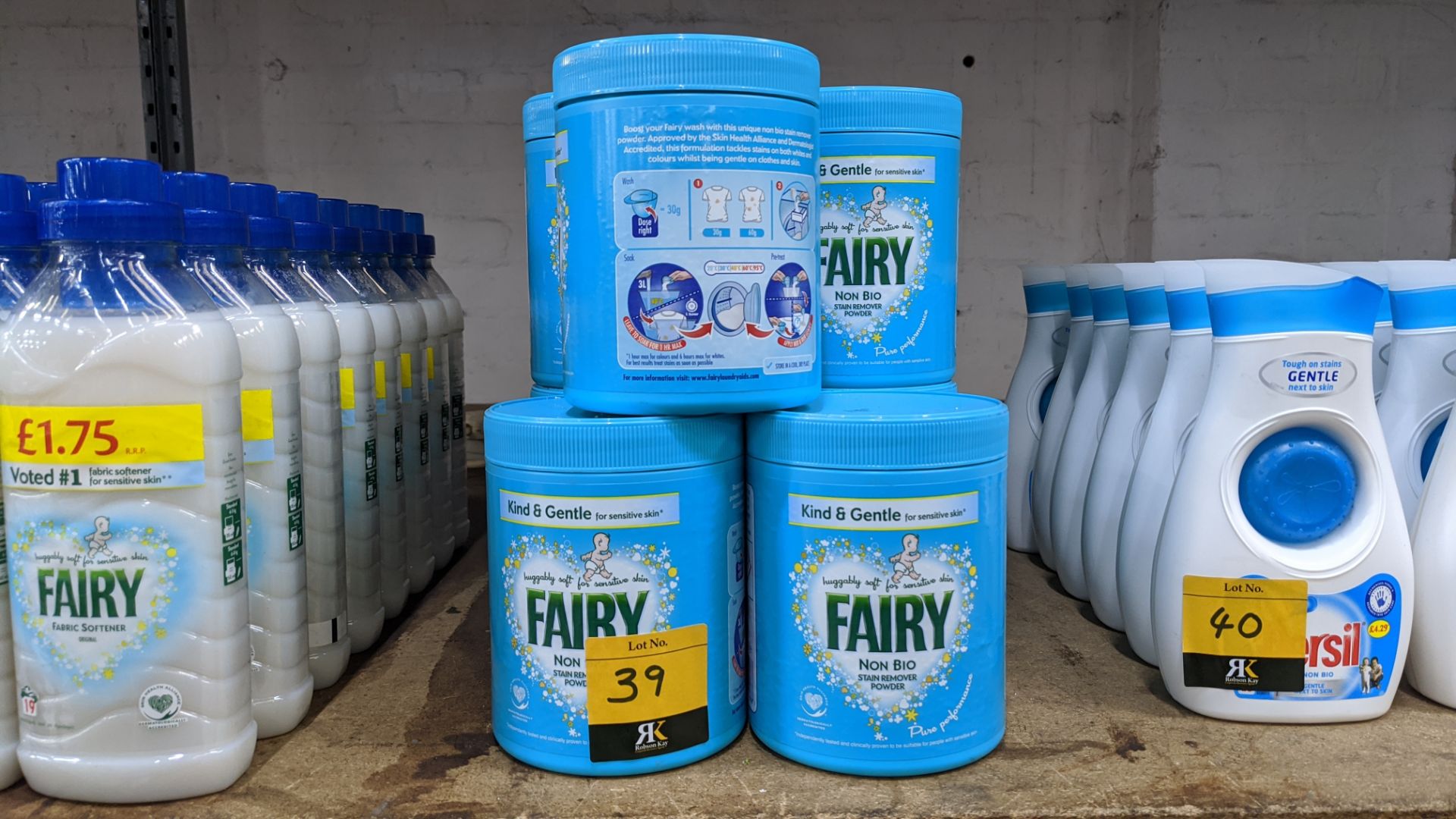 15 off 1kg tubs of Fairy Non Bio stain remover powder. IMPORTANT – DO NOT BID BEFORE READING THE