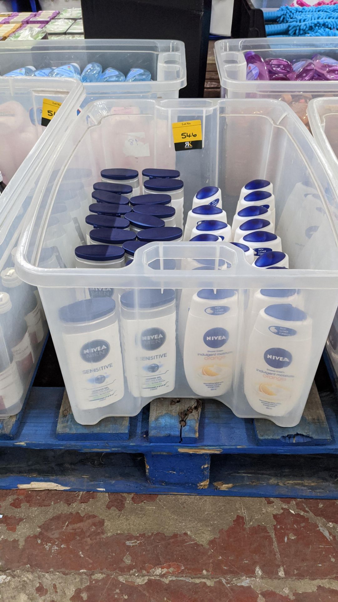 Contents of a crate of Nivea shower gel & cream - crate excluded. IMPORTANT – DO NOT BID BEFORE