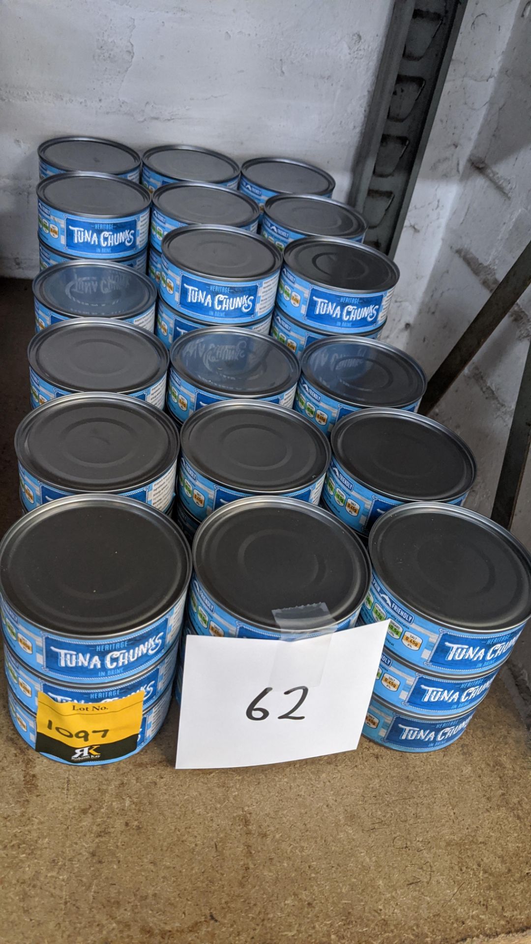 62 tins of Heritage tuna chunks. IMPORTANT – DO NOT BID BEFORE READING THE IMPORTANT INFORMATION - Image 2 of 3